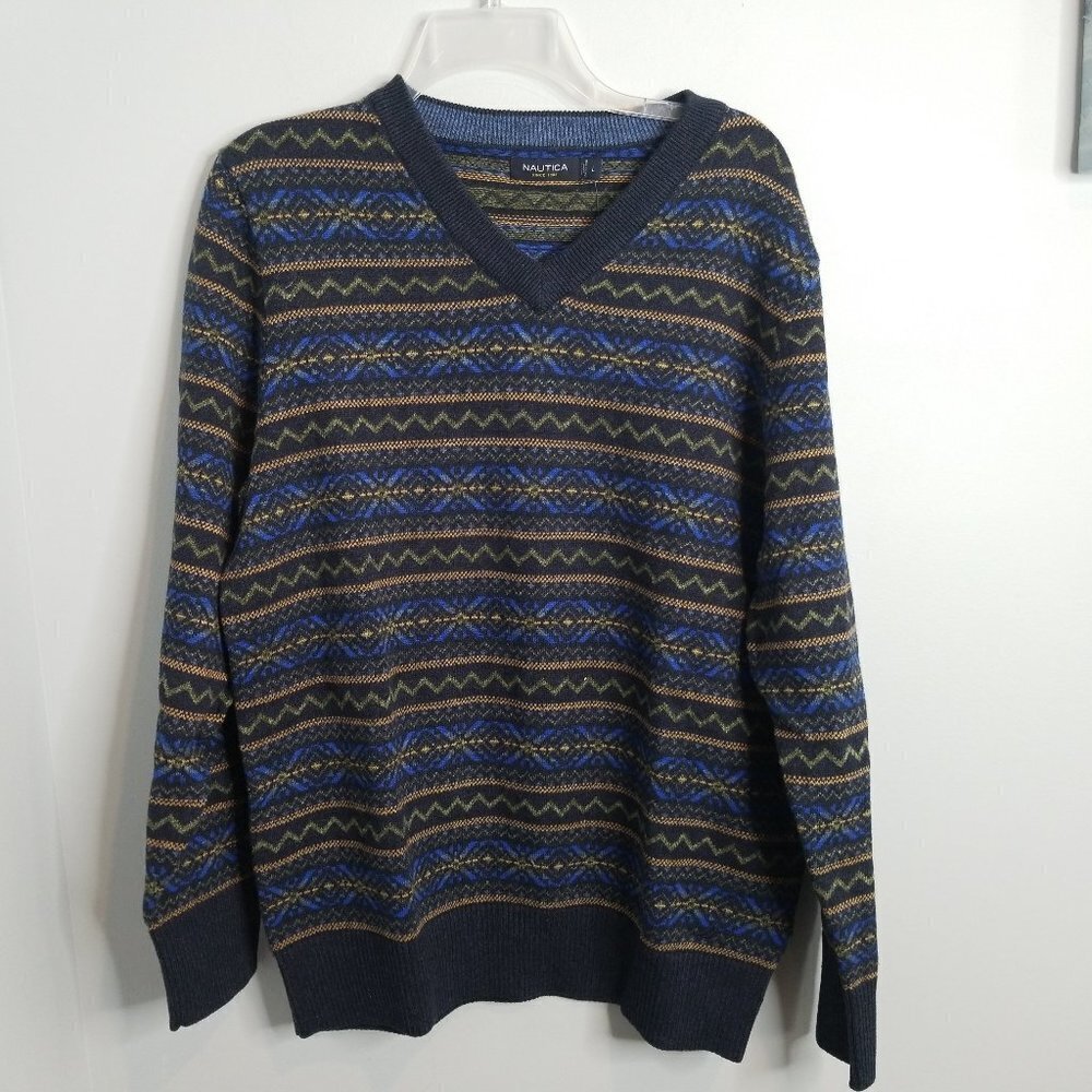 Men's  nordic NAUTICA V-neck Sweater Large
